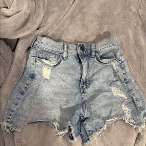Light Blue Distressed Jean Shorts for Women